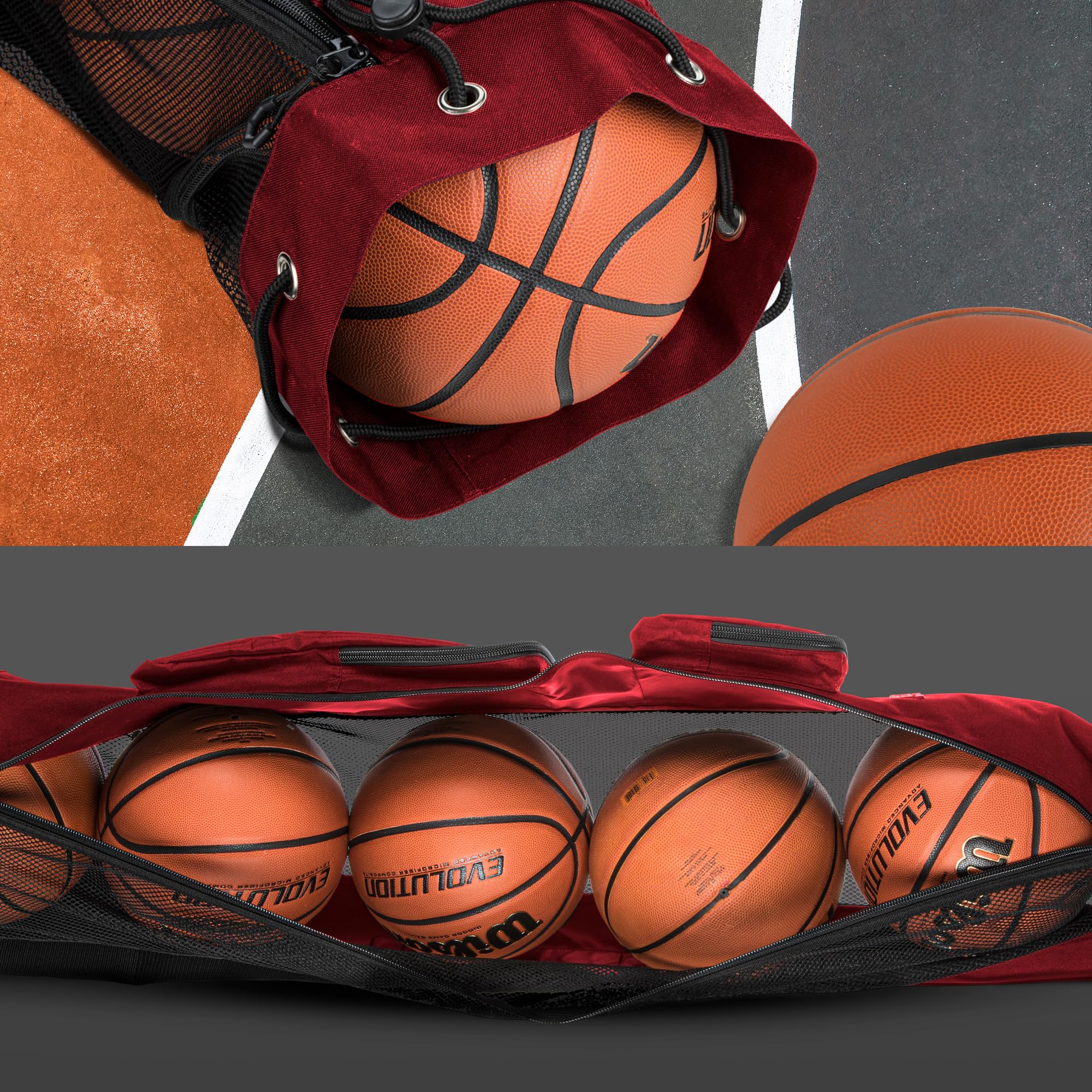 MB-3 5 Basketballs Mesh Equipment Bag