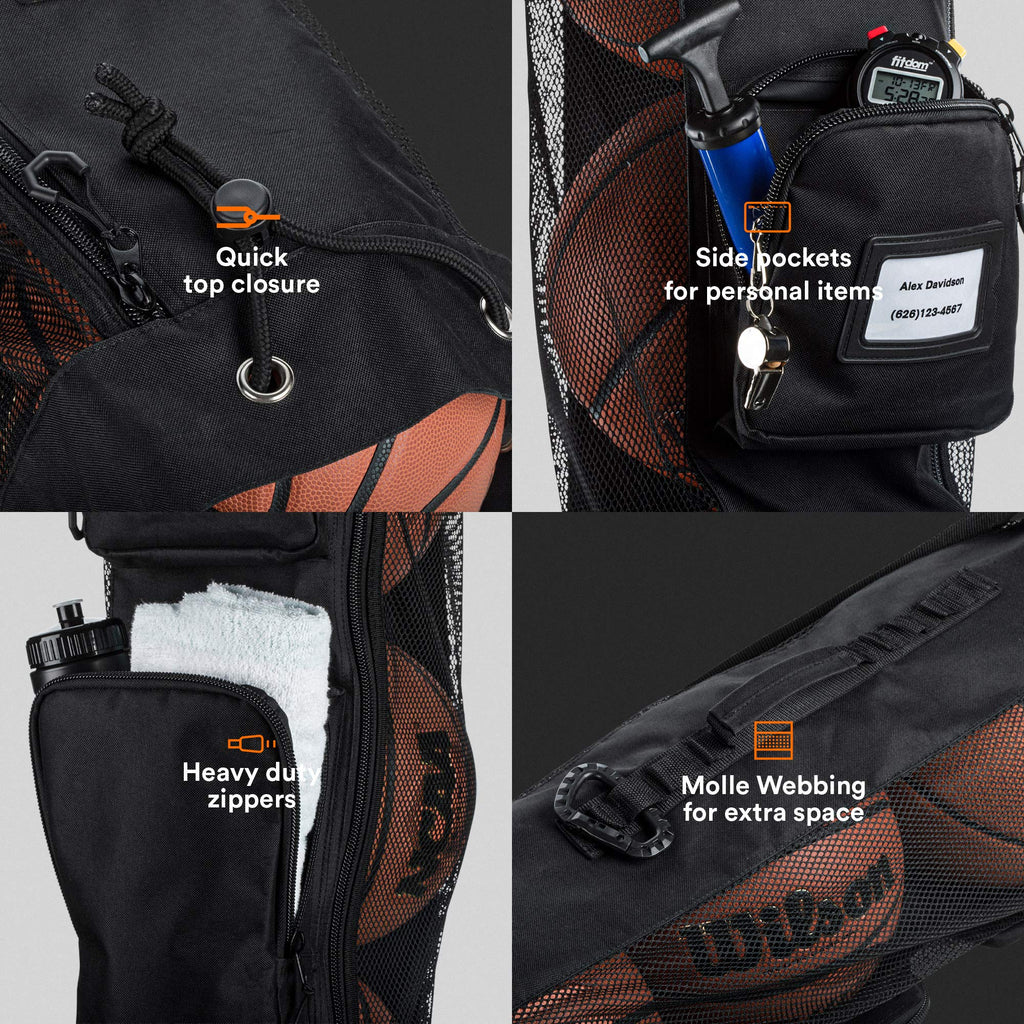 MB-3 5 Basketballs Mesh Equipment Bag