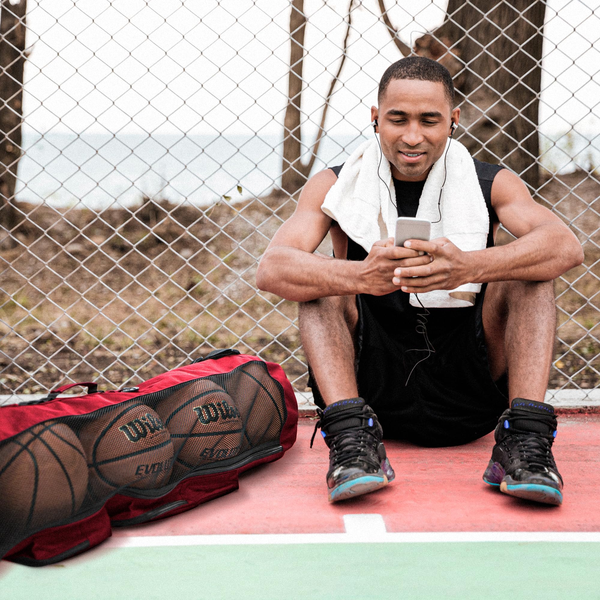 MB-3 5 Basketballs Mesh Equipment Bag
