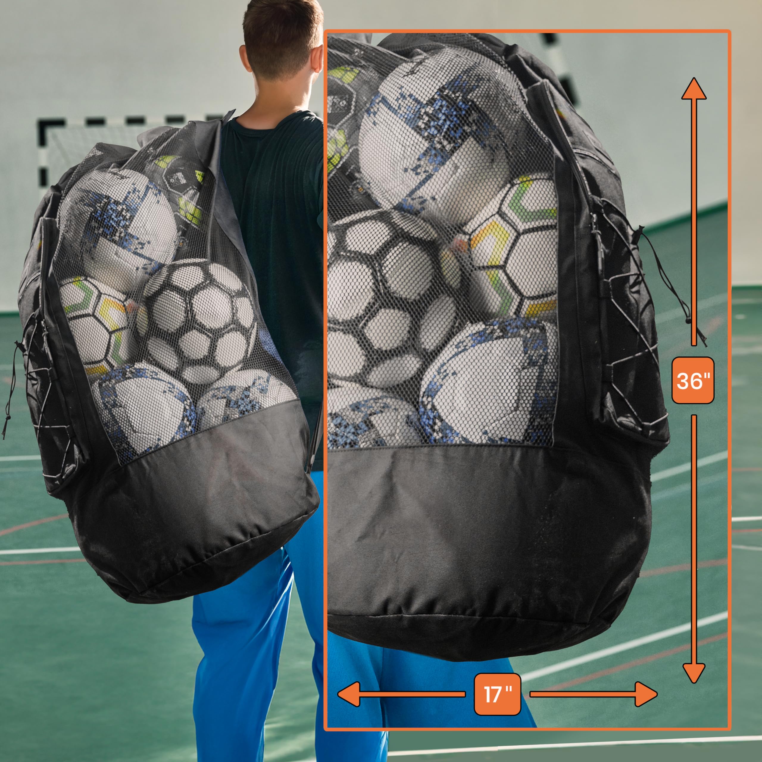 MB-8 XL Soccer Mesh Equipment Ball Bag