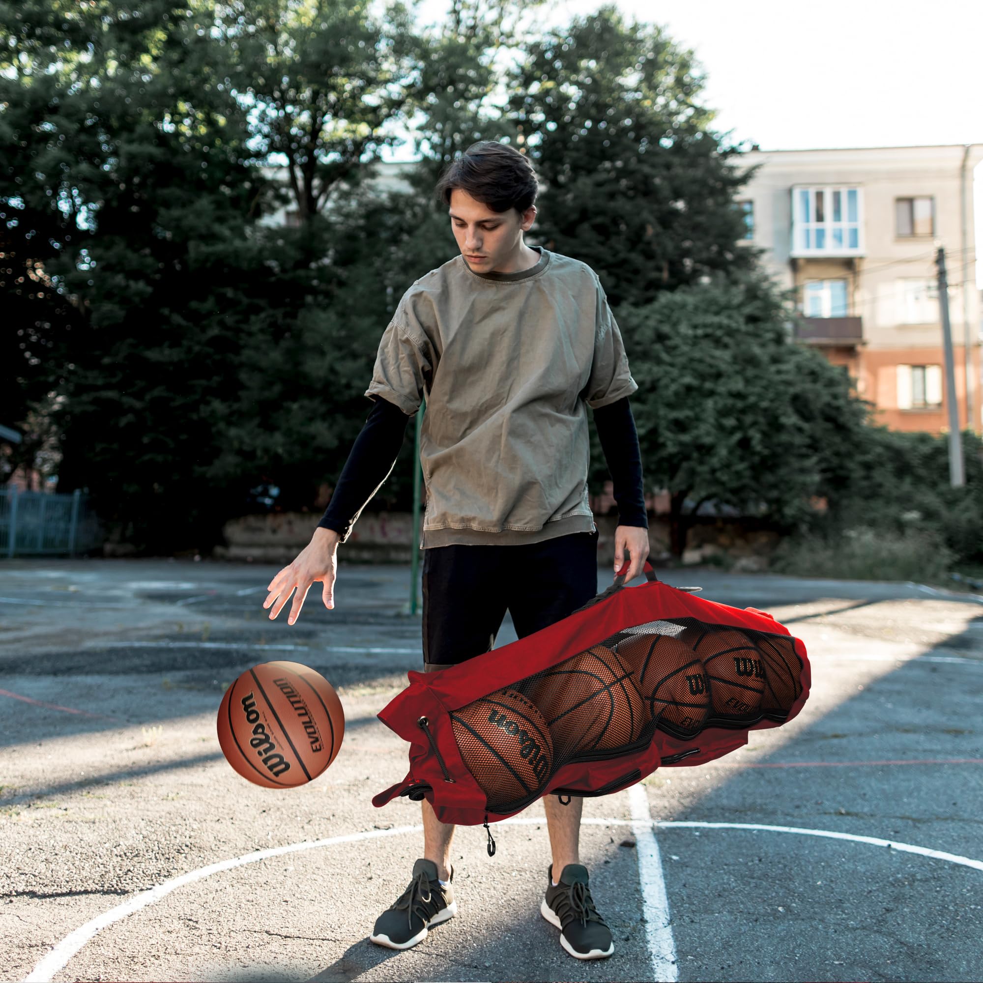 MB-3 5 Basketballs Mesh Equipment Bag