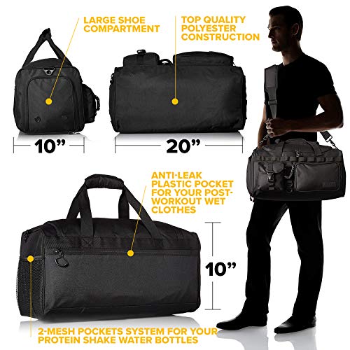DB-2 20" 32L Sports Gym Duffle Bag With Shoe Compartment