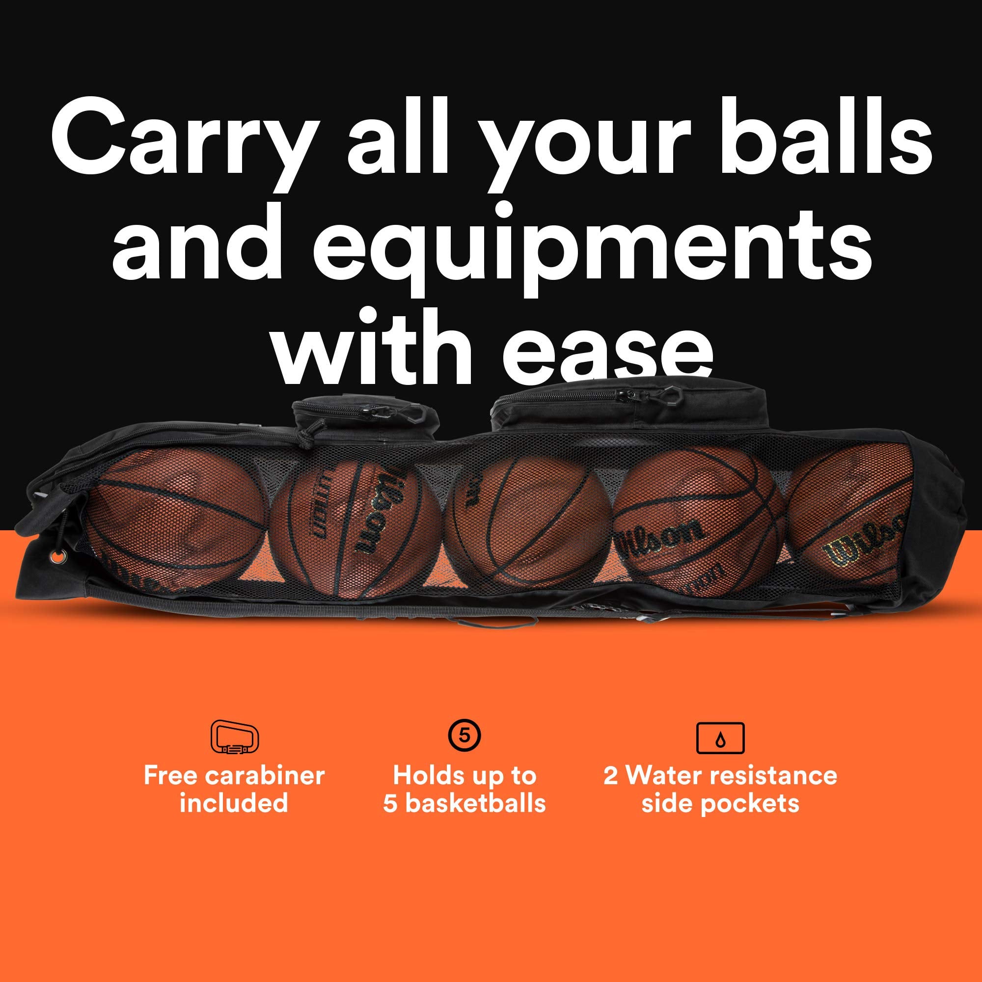 MB-3 5 Basketballs Mesh Equipment Bag