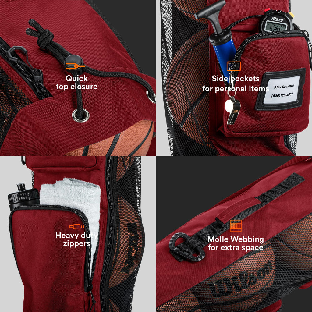 MB-3 5 Basketballs Mesh Equipment Bag