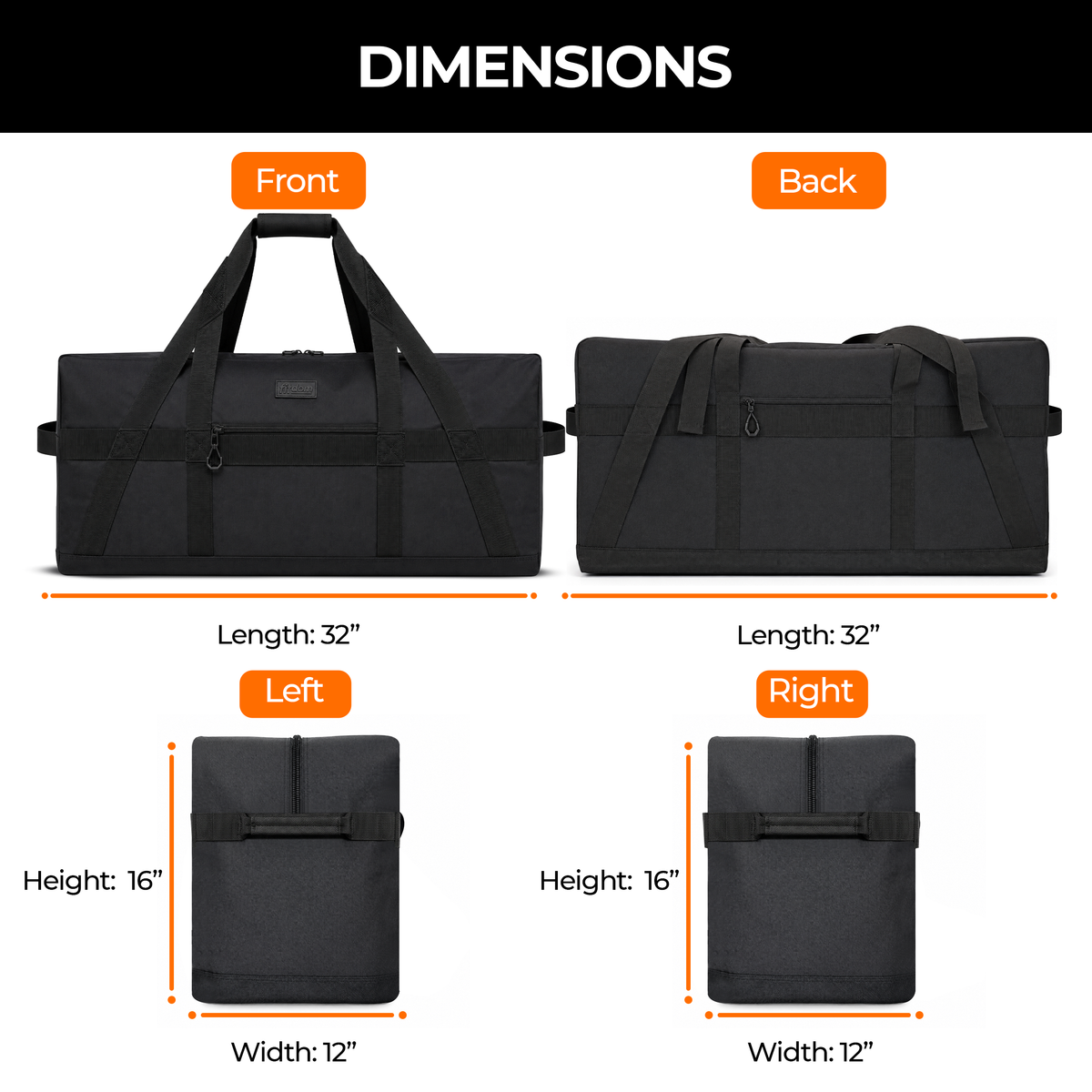 DB-11 100L 32" Extra Large Heavy Duty Equipment Travel Storage Duffle Bag