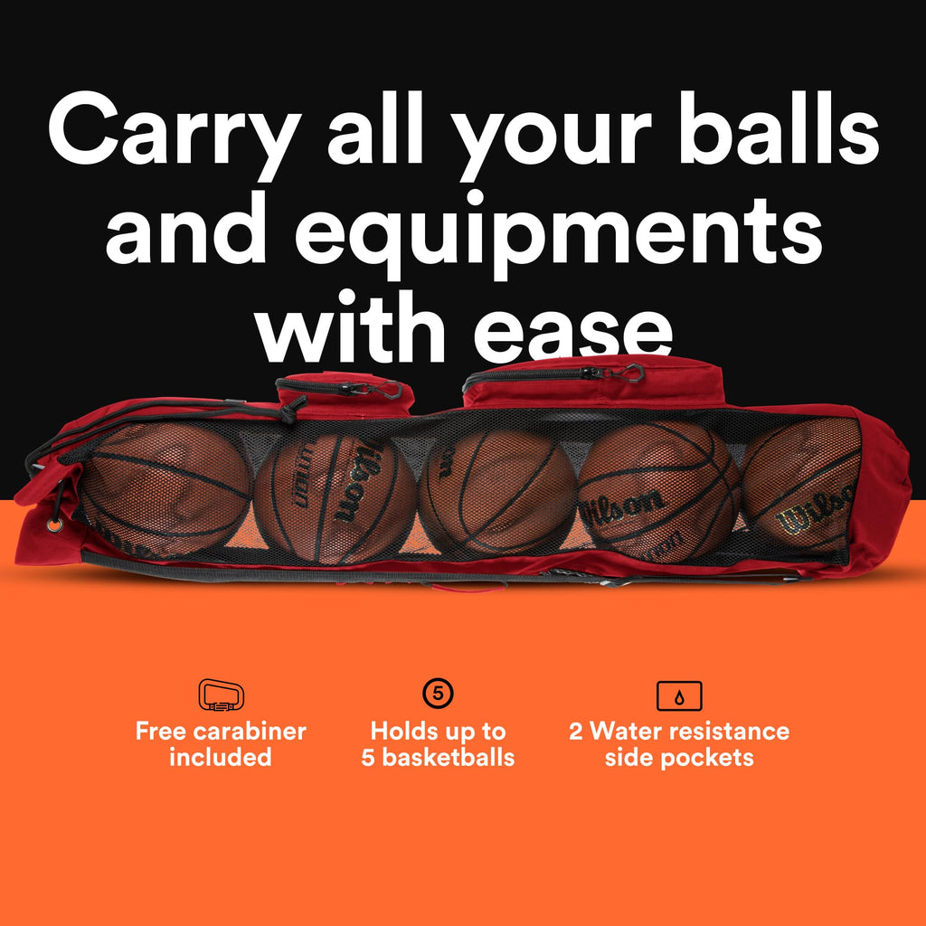 MB-3 5 Basketballs Mesh Equipment Bag